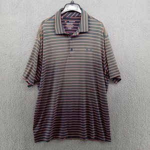 Under Armour Shirt Mens XL Blue Orange Stripe Playoff Polo Color Change Heatgear